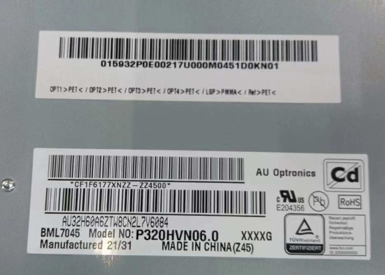 satın al AUO 32INCH Dijital İşaret LCD Panel P320HVN06.0 1920*1080Pixels 69PPI 4000 1 Kontrast oranı 51P LCM online manufacture